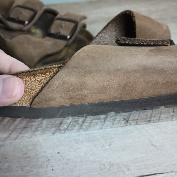 Birkenstock Arizona Suede Sandals 41 Womens 10 Mens 8 Brown Tan Buckle Comfort - Picture 13 of 14